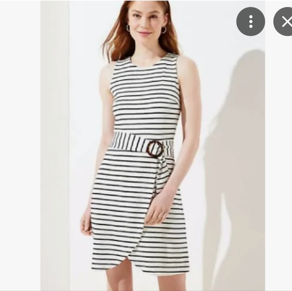 Loft Striped Tulip Hem Dress